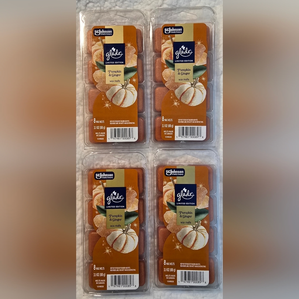 4 Wax Melts Limited Edition Glade Pumpkin & Ginger - 8 Count Packages